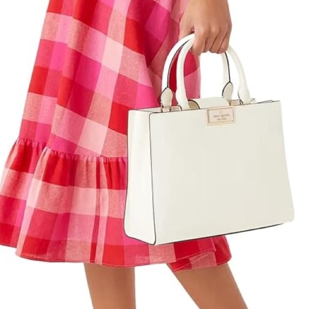 Kate Spade Reegan Satchel White Merengue Saffiano Leather Bag